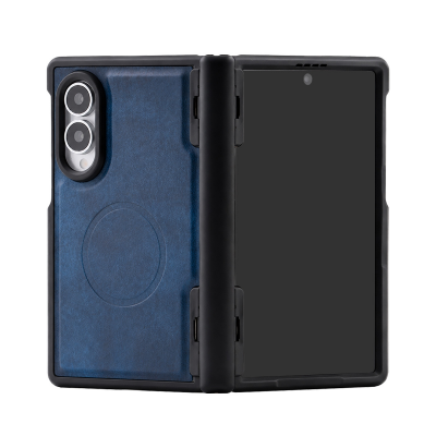  PU Leather Magnetic Case for Galaxy Z Fold8 with Full Shockproof Cover, Blue