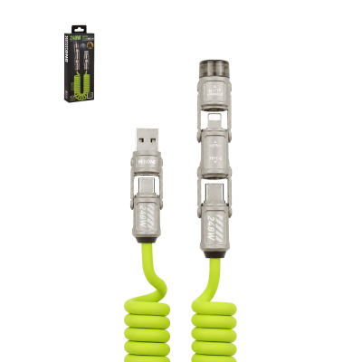 WEKOME 6ft 240W 5-in-1 Spiral Spring Car Exclusive Charging Cable, Green