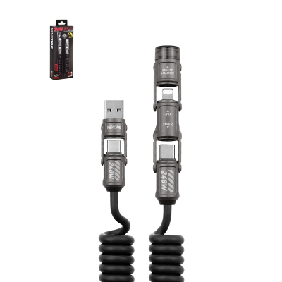  WEKOME 6ft 240W 5-in-1 Spiral Spring Car Exclusive Charging Cable, Black
