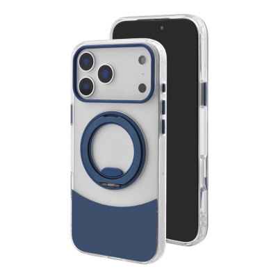  2700Gs Strong Magnet Anti-Yellowing Clear Case with Kickstand for iPhone 17 Pro Max, Blue
