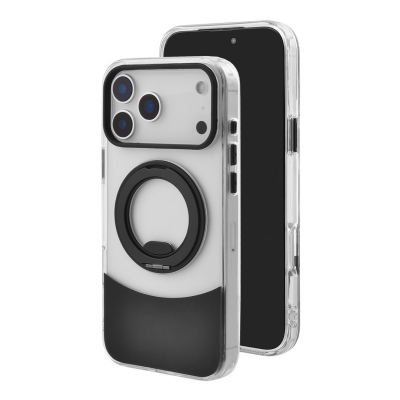  2700Gs Strong Magnet Anti-Yellowing Clear Case with Kickstand for iPhone 17 Pro Max, Black