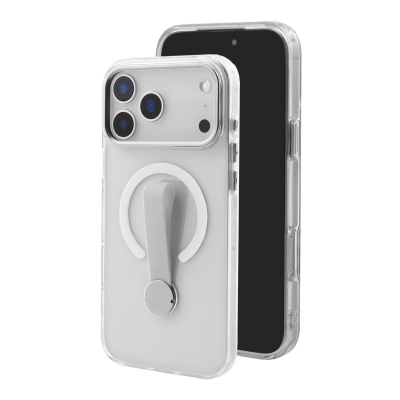  2700Gs Strong Magnet Anti-Yellowing Clear Case with Hand Loop for iPhone 17 Pro Max, Silver