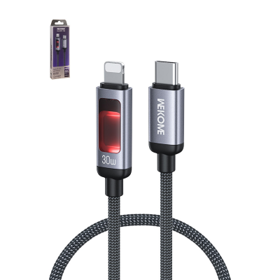  WEKOME 4ft 30W USB-C to 8-Pin Fast Charging Cable with LED Ambient Light, Black