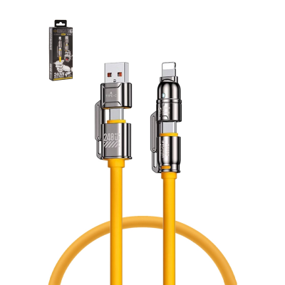  WEKOME 4ft 240W High Power 4-in-1 Charging Cable, Yellow