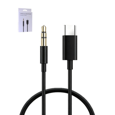USB-C to 3.5mm Audio Cable Black, 1m, Compatible with MacBook, iPhone, Android