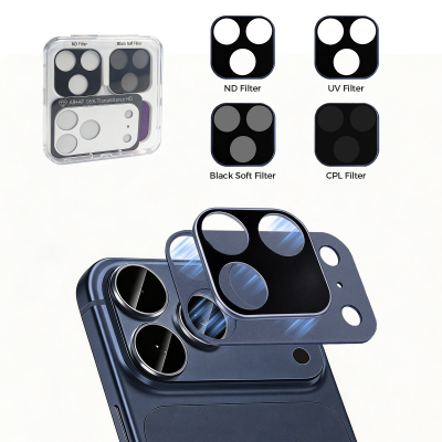 Magnetic Smartphone Camera Lens Filter Kit, Includes ND, UV, CPL & Black Mist Filters for iPhone 17 Pro(Deep Blue) (Only Ground Shipping)