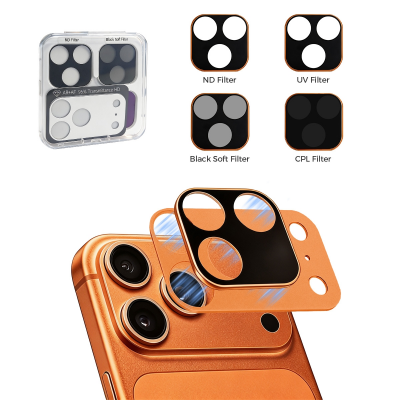  Magnetic Smartphone Camera Lens Filter Kit, Includes ND, UV, CPL & Black Mist Filters for iPhone 17 Pro Max (Orange) (Only Ground Shipping)