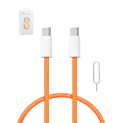 60W braided USB C cable orange