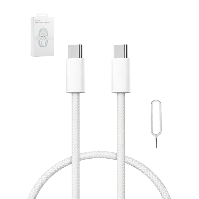 60w braided usb c cable white