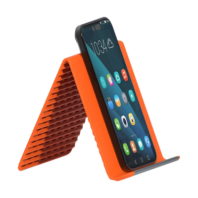 Portable Buddy Cell Phone and Tablet Stand Companion for Travel and Home Use, Orange