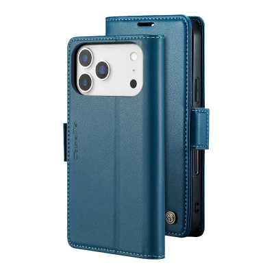  CaseMe Flip Phone Case for iPhone 17 Pro with Butterfly Buckle and RFID Blocking, Blue