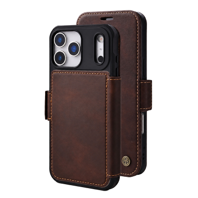  Magnetic Wallet Case for iPhone 17 Pro Max with RFID Blocking and Card Holders, Coffee