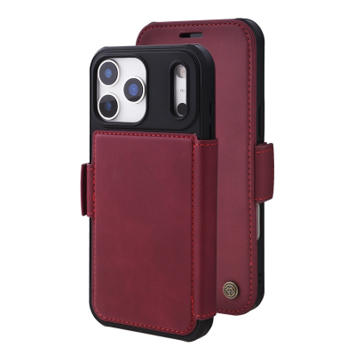  Magnetic Wallet Case for iPhone 17 Pro Max with RFID Blocking and Card Holders, Red