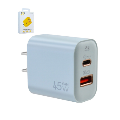 45W USB C Fast Charger iPhone Light Green Dual Port PD Adapter