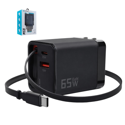 pd-35w black fast charger with cable and multiple ports