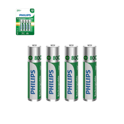 Philips Rechargeable AAA Batteries 800mAh - NiMH Double A Battery 1.2V Long Lasting 3A Batteries