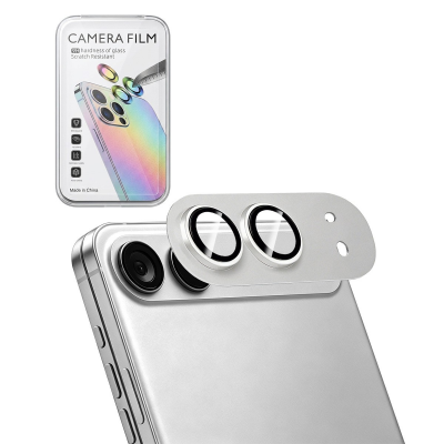  AR+AF Tempered Glass with Matte Metal Camera Lens Protector for iPhone Duo- Silver