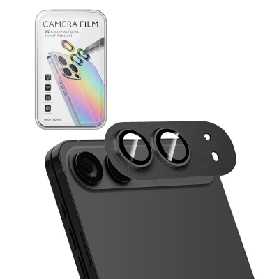  AR+AF Tempered Glass with Matte Metal Camera Lens Protector for iPhone Duo- Black