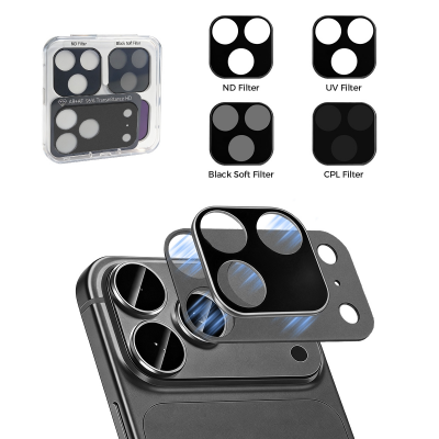  Magnetic Camera Lens Filter Kit, Includes ND, UV, CPL & Black Mist Filters for iPhone 18 Pro(Black) (Only Ground Shipping)