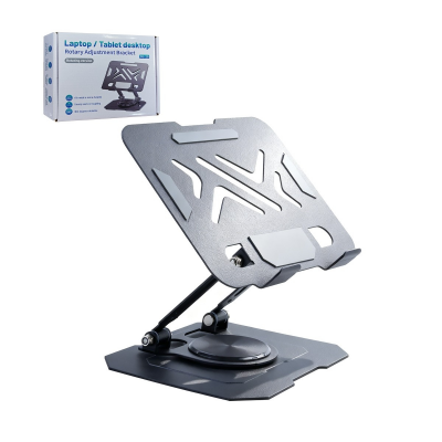 universal metal stand for phone tablet laptop foldable - black