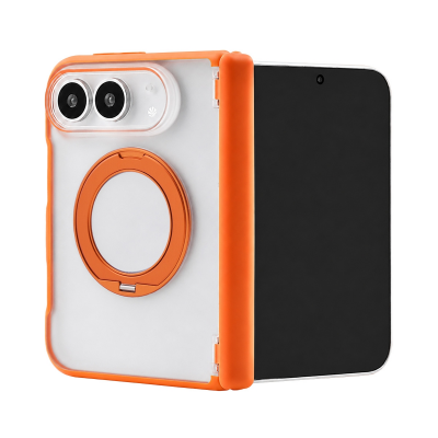  Matte 3500Gs Magnetic Case for iPhone Duo with Foldable Kickstand and Hinge Protection, Orange