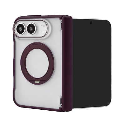  Matte 3500Gs Magnetic Case for iPhone Duo with Foldable Kickstand and Hinge Protection, Burgundy