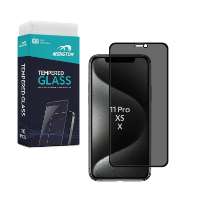 iPhone 11 Pro Privacy Tempered Glass 10 Pack Front View, Wholesale Screen Protector