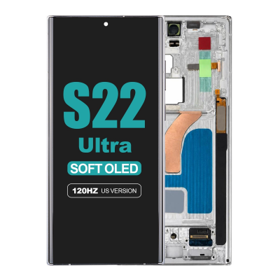 samsung galaxy s22 ultra 5g sm s908u soft oled display with phantom white frame