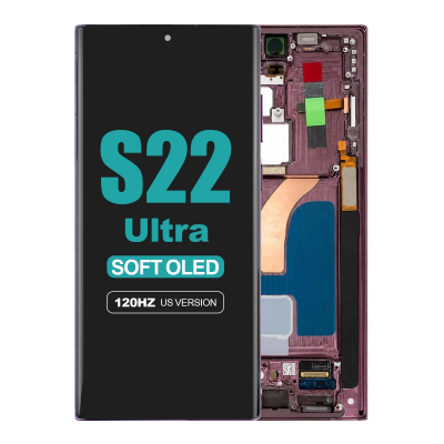 samsung galaxy s22 ultra 5g sm s908u soft oled display with burgundy frame