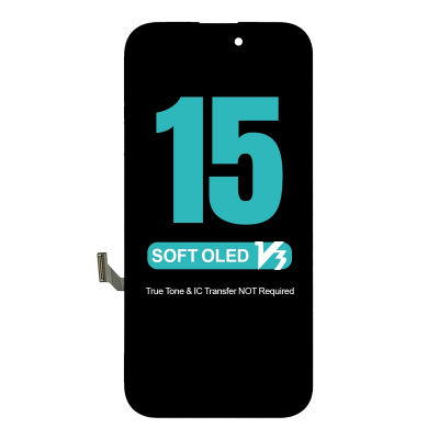  Diagnosable Soft OLED Screen Digitizer Assembly Replacement for iPhone 15 (IC Transfer NOT Required)