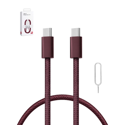 60w braided usb c cable burgundy