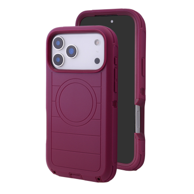 Durable Striped Texture Phone Case for iPhone 18 Pro, Burgundy
