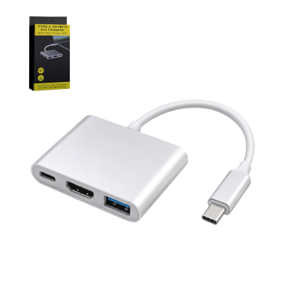 silver 3 in 1 usb c hub docking station
