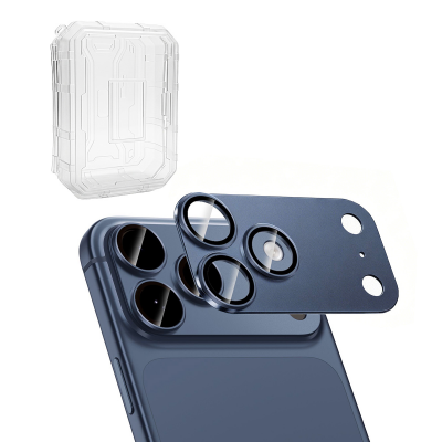  [10 Pack] AR+AF Tempered Glass with Matte Metal Camera Lens Protector for iPhone 17 Pro - Deep Blue