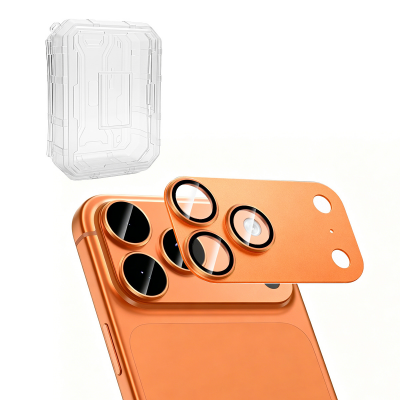  [10 Pack] AR+AF Tempered Glass with Matte Metal Camera Lens Protector for iPhone 17 Pro - Orange