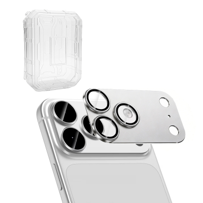  [10 Pack] AR+AF Tempered Glass with Matte Metal Camera Lens Protector for iPhone 17 Pro - Silver