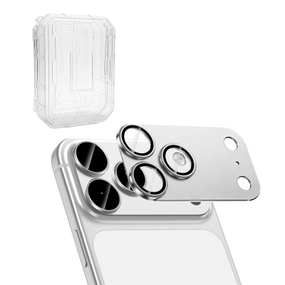  [10 Pack] AR+AF Tempered Glass with Matte Metal Camera Lens Protector for iPhone 17 Pro Max - Silver