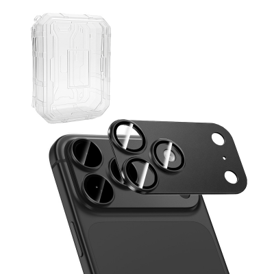  [10 Pack] AR+AF Tempered Glass with Matte Metal Camera Lens Protector for iPhone 18 Pro - Black