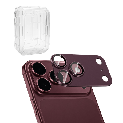  [10 Pack] AR+AF Tempered Glass with Matte Metal Camera Lens Protector for iPhone 18 Pro Max  - Burgundy