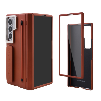  Full Protection Shockproof Case for Galaxy Z Fold8 Ultra Built-in Kickstand ,Lens mount and Stylus, Brown (Only Ground Shipping)