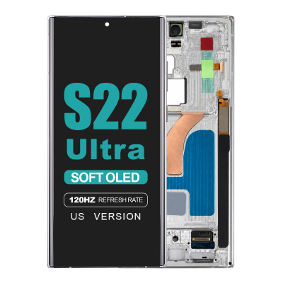 samsung galaxy s22 ultra 5g sm s908u soft oled display with phantom white frame
