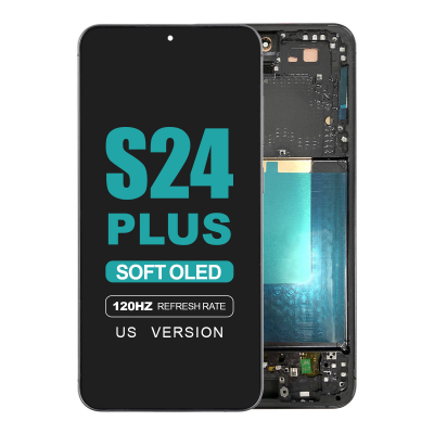 OLED Screen Digitizer Assembly with Frame for Samsung Galaxy S24 Plus 5G S926 (for US Version)(Aftermarket Pro/ 120Hz) - Onyx Black samsung galaxy s24 plus 5g s926 onyx black screen with frame