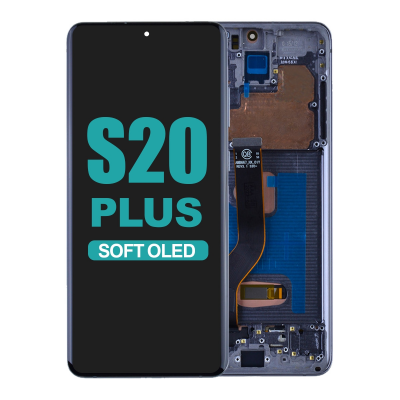 OLED Screen Digitizer with Frame Replacement for Samsung Galaxy S20 Plus G985 (Aftermarket)(1:1 Size) - Cosmic Gray OLED Screen Digitizer with Frame for Samsung Galaxy S20 Plus