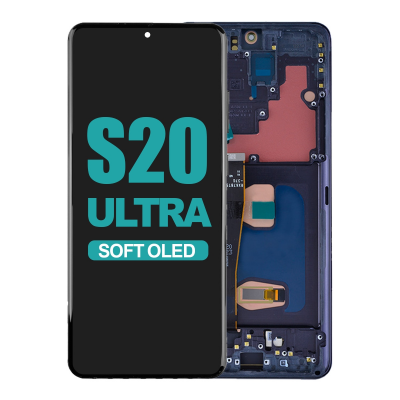 OLED Screen Digitizer with Frame Replacement for Samsung Galaxy S20 Ultra 5G G988U (Aftermarket)(Nearly 1:1 size) - Cosmic Black mobile replacement parts