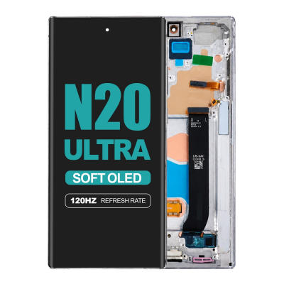 galaxy note 20 ultra n985 oled screen assembly frame mystic white