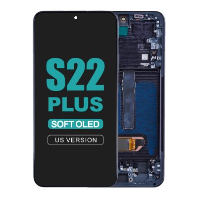 OLED Screen Digitizer Assembly with Frame for Samsung Galaxy S22 Plus 5G S906 (for America Version) (Aftermarket 1:1 Size) - Phantom Black Galaxy S22 Plus screen replacement