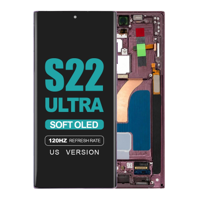 samsung galaxy s22 ultra 5g sm s908u soft oled display with burgundy frame