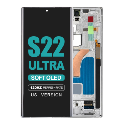samsung galaxy s22 ultra 5g sm s908u soft oled display with phantom white frame