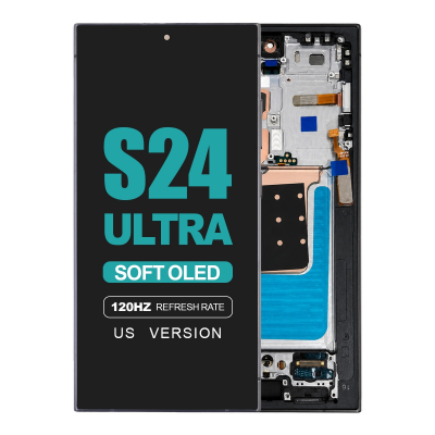samsung galaxy s24 ultra 5g sm s928u soft oled flat display with titanium black frame