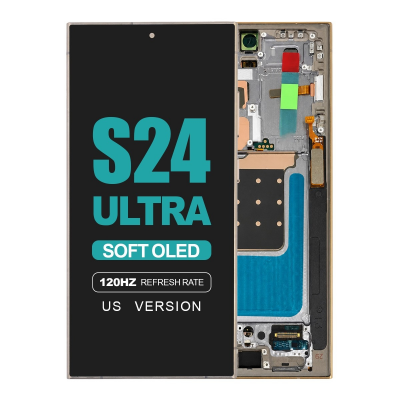 samsung galaxy s24 ultra 5g sm s928u soft oled flat display with titanium yellow frame
